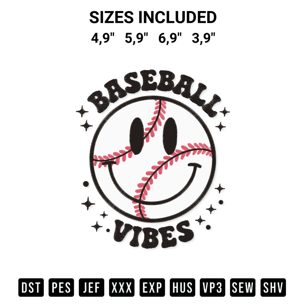 Elevate your next project with our Baseball Viber Happy Logo Embroidery Design embroidery file. Shop high-quality digital patterns instantly at Designspacks.com. Available sizes: 4,9", 5,9", 6,9", 3,9".