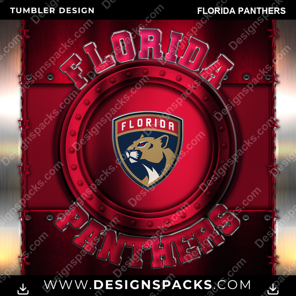 Ice Hockey Metal Florida Panthers NHL Hockey Tumbler Digital Wrap Design Download