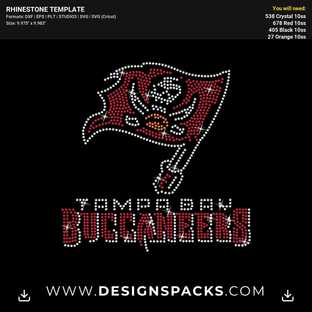 Buccaneers Flag Rhinestone Digital Template