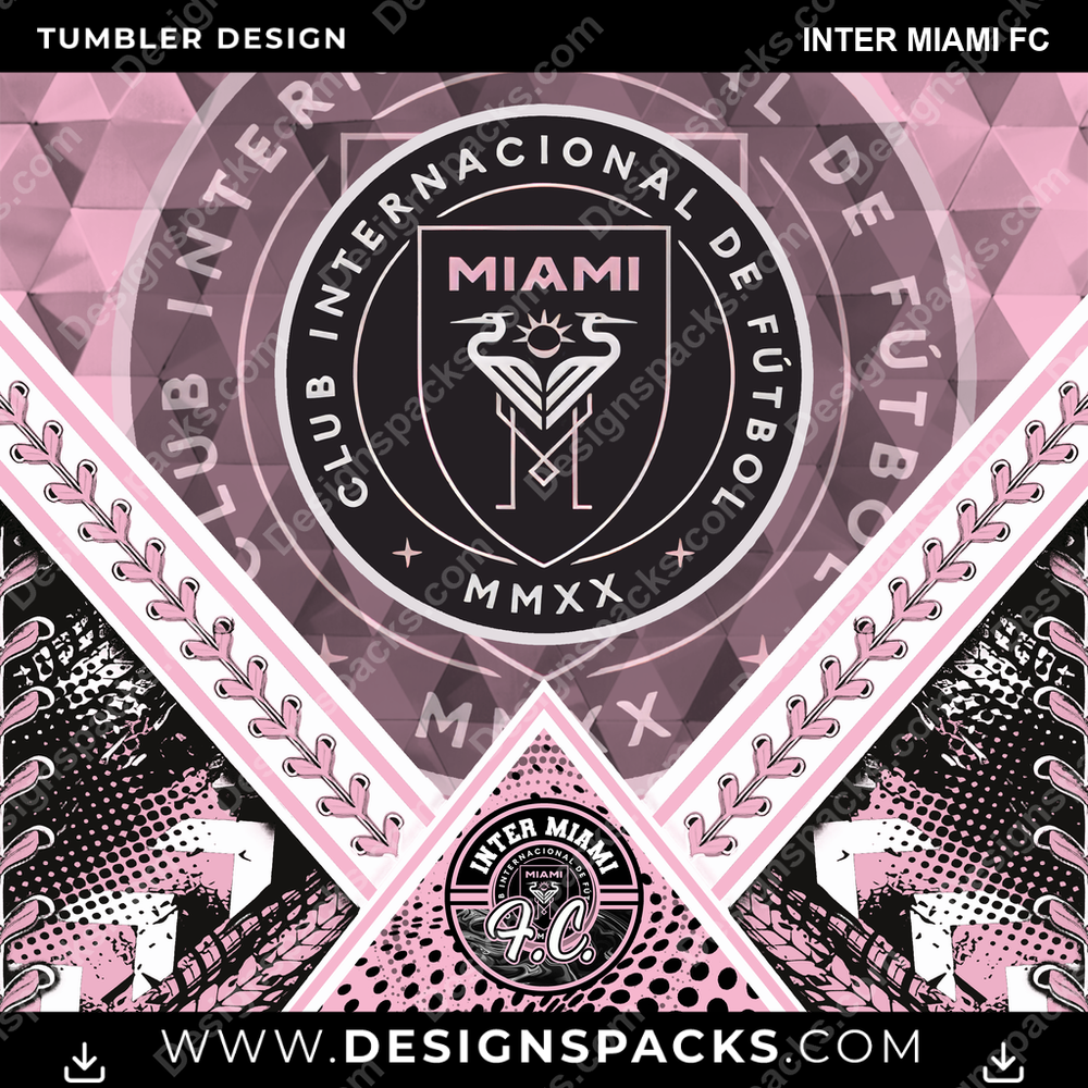 Soccer Diamond Inter Miami FC Tumbler Digital Wrap Design