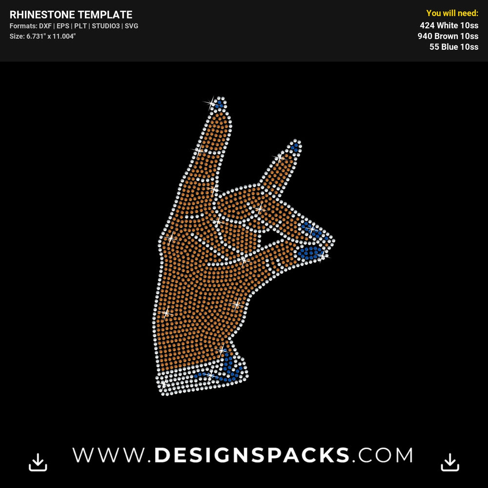 Zeta Phi Beta Hand Sign Rhinestone Digital Template