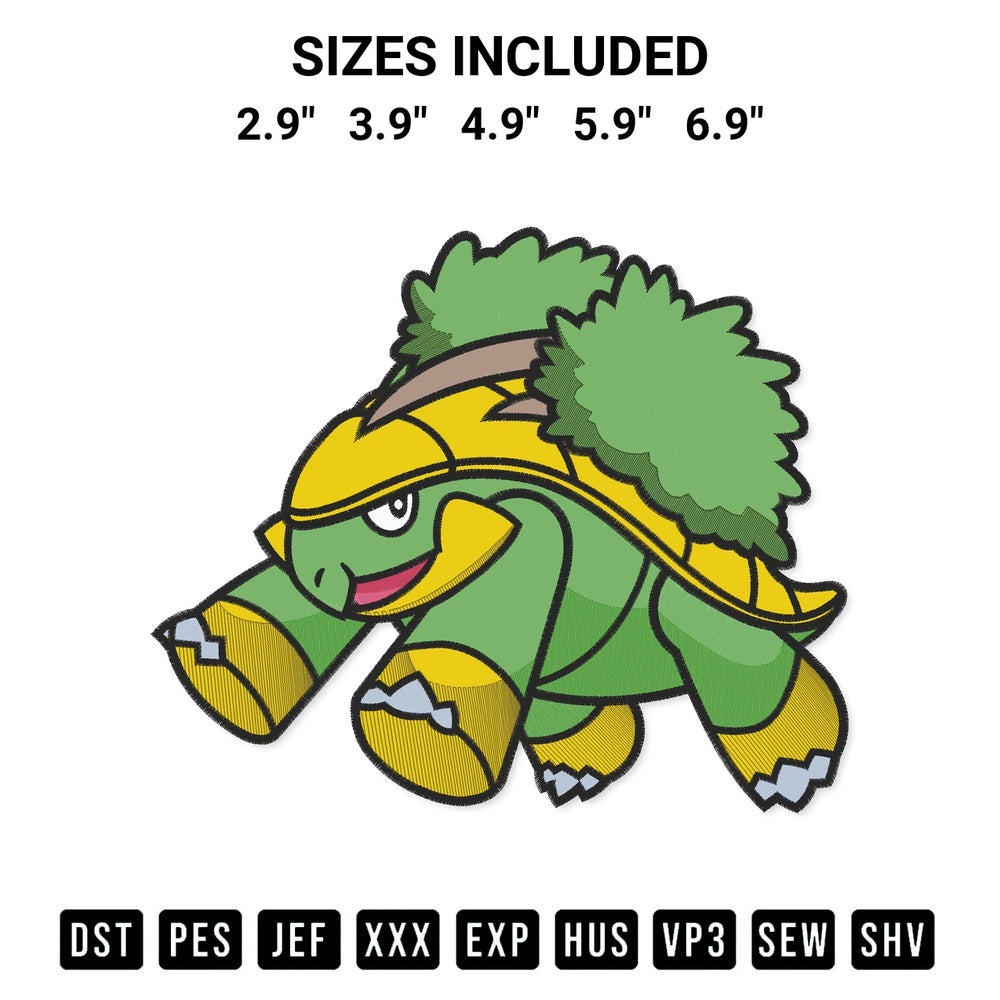 Discover the perfect addition to your crafting collection: Grotle Pokemon Embroidery Design embroidery file. Instantly available at Designspacks.com. Available sizes: 2.9", 3.9", 4.9", 5.9", 6.9".