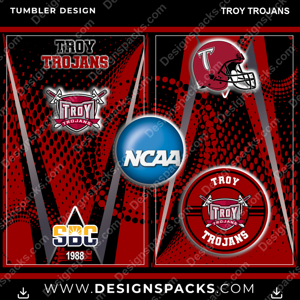 College Sport Team Logo Troy Trojans NCAA College Sport Tumbler Digital Wrap Design Download