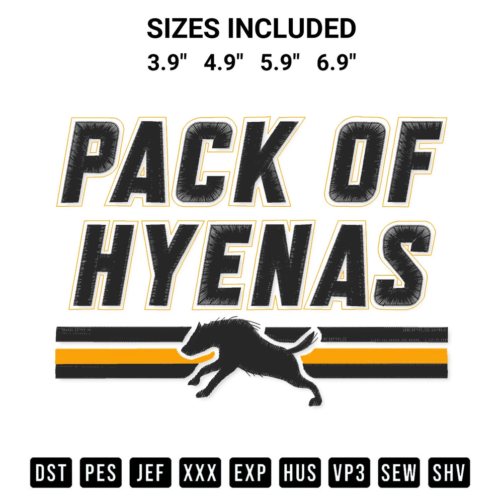 Discover the perfect addition to your crafting collection: Calgary Hockey Pack Of Hyenas Embroidery Design embroidery file. Instantly available at Designspacks.com. Available sizes: 3.9", 4.9", 5.9", 6.9".