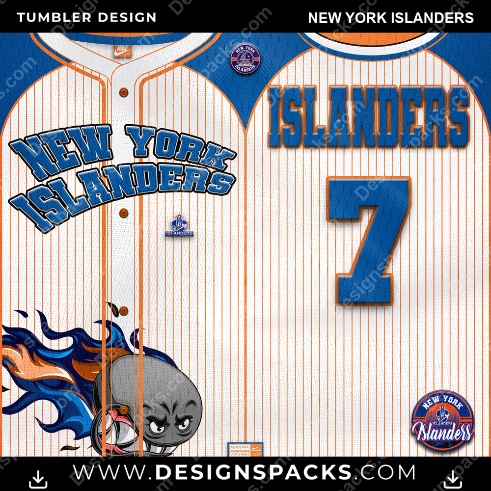 Ice Hockey Team Button-Up Jersey New York Islanders NHL Hockey Tumbler Digital Wrap Design Download