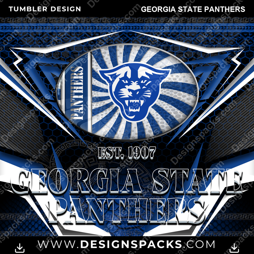 College Sport Tribal Georgia State Panthers Tumbler Digital Wrap Design