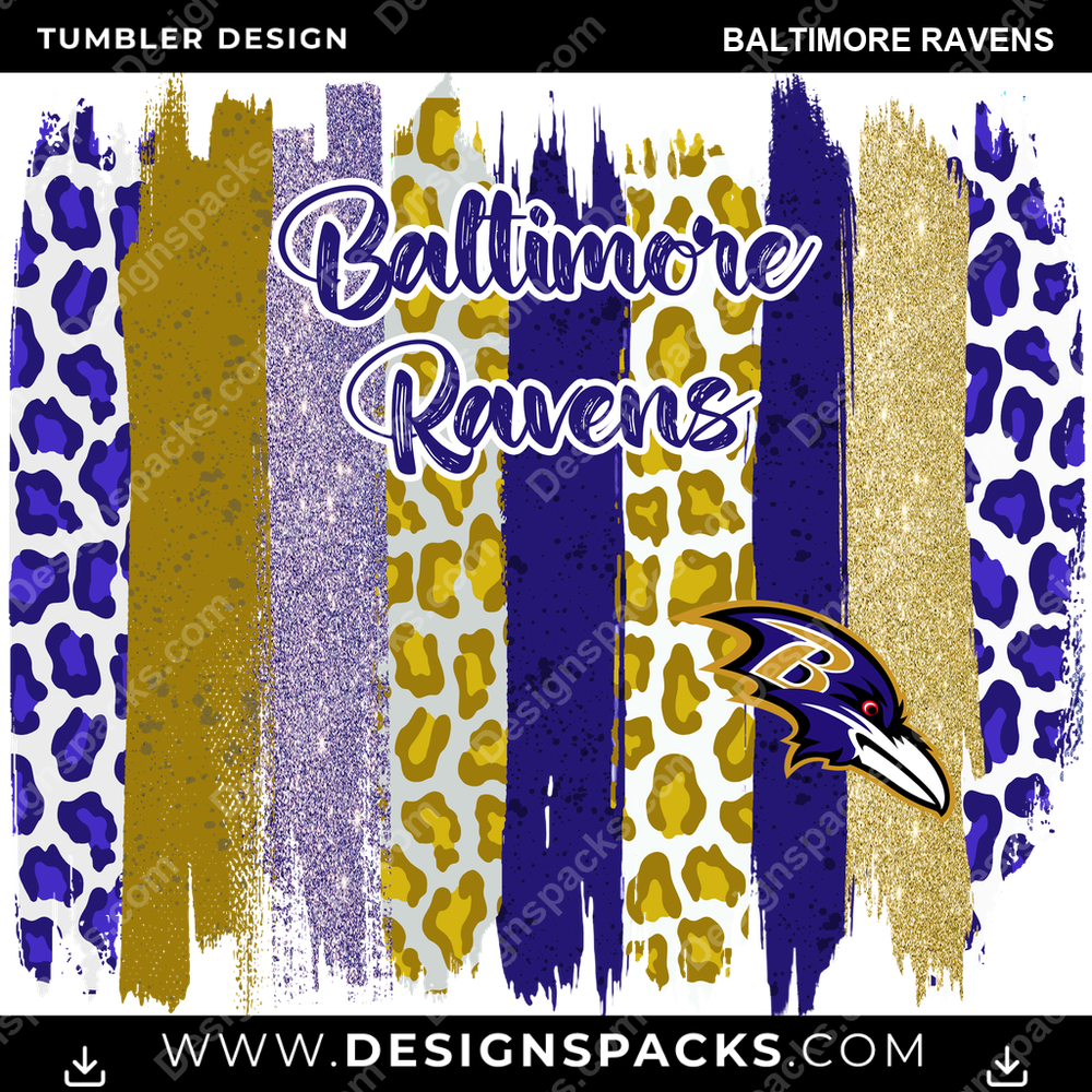 Football Brush Strokes Baltimore Ravens Tumbler Digital Wrap Design