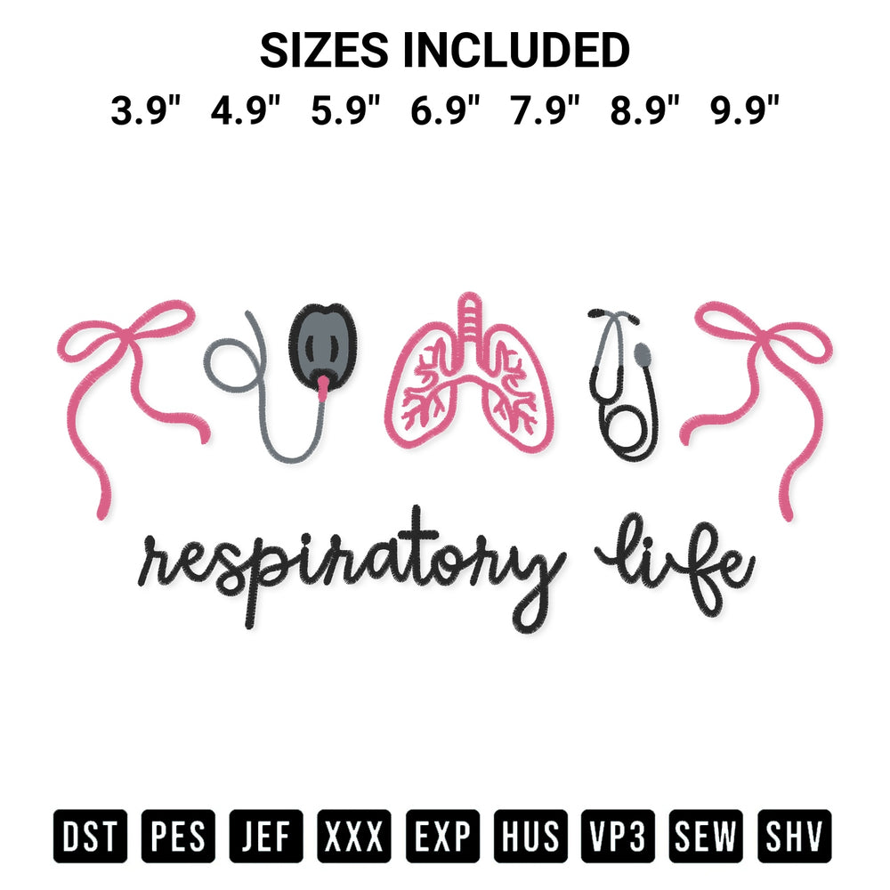 Elevate your next project with our Respiratory Life Embroidery Design embroidery file. Shop high-quality digital patterns instantly at Designspacks.com. Available sizes: 3.9", 4.9", 5.9", 6.9", 7.9", 8.9", 9.9".
