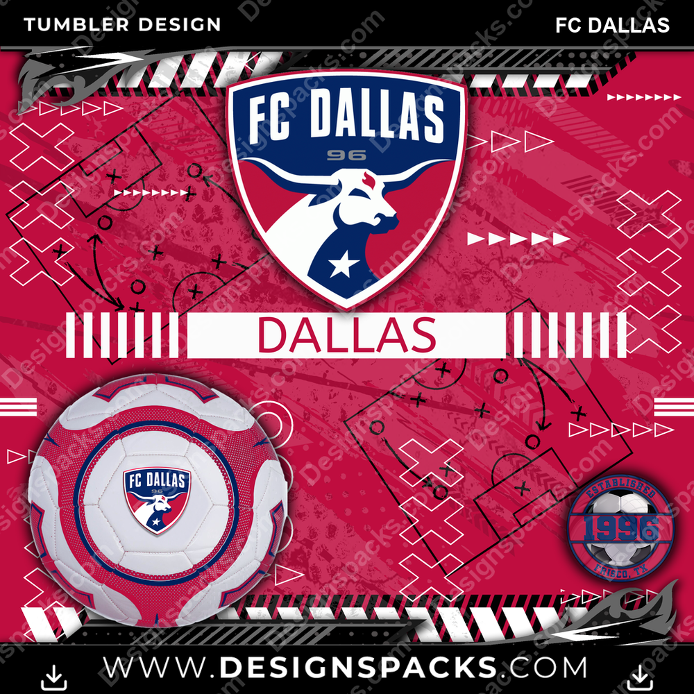 Soccer Xs & Os FC Dallas MLS Soccer Tumbler Digital Wrap Design Download