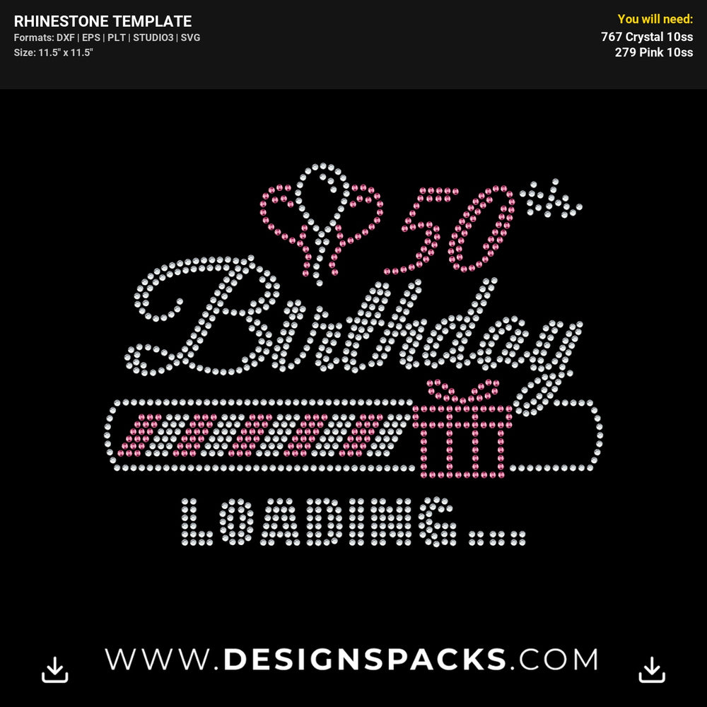 Birthday Loading Rhinestone Digital Template