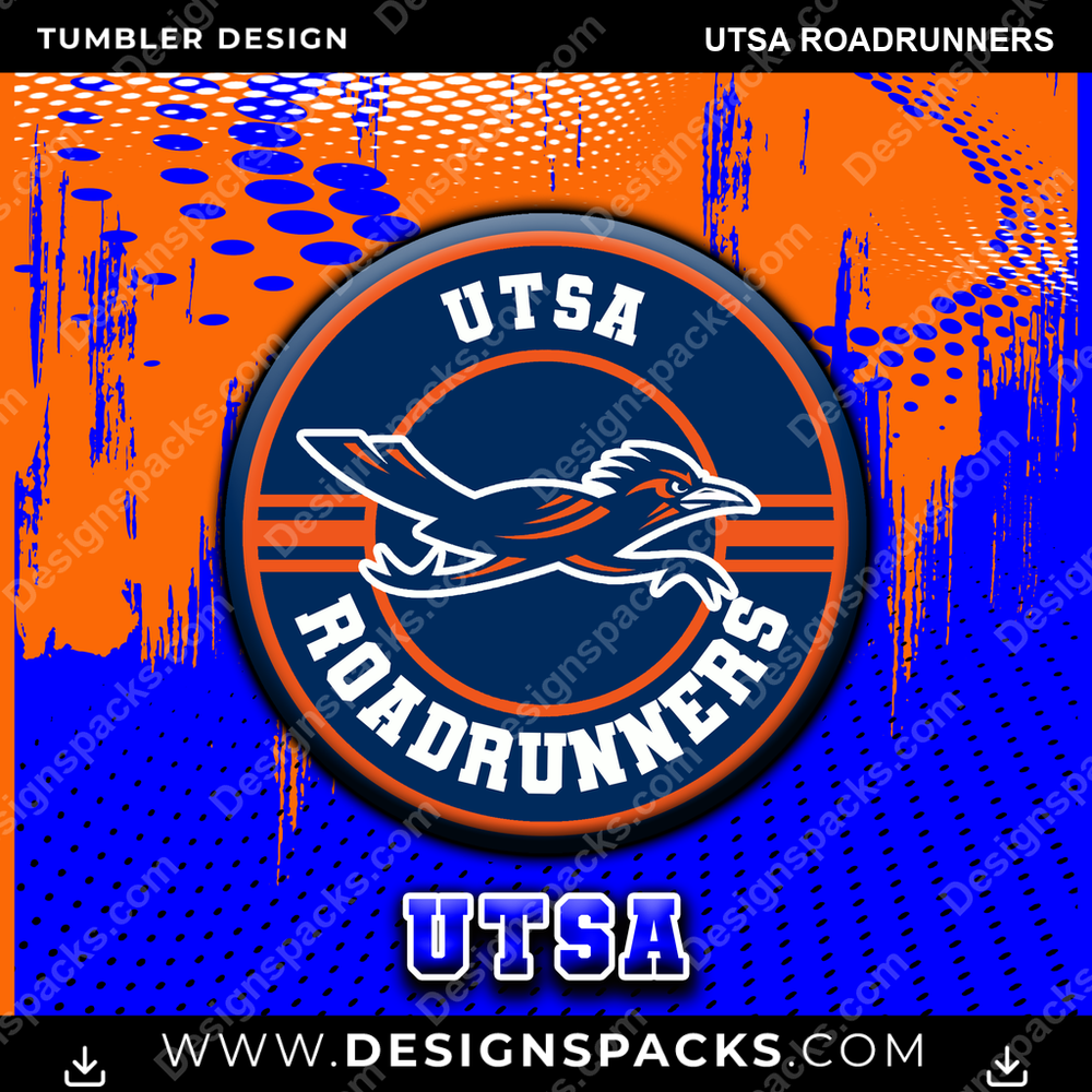 College Sport Dot Logo UTSA Roadrunners Tumbler Digital Wrap Design