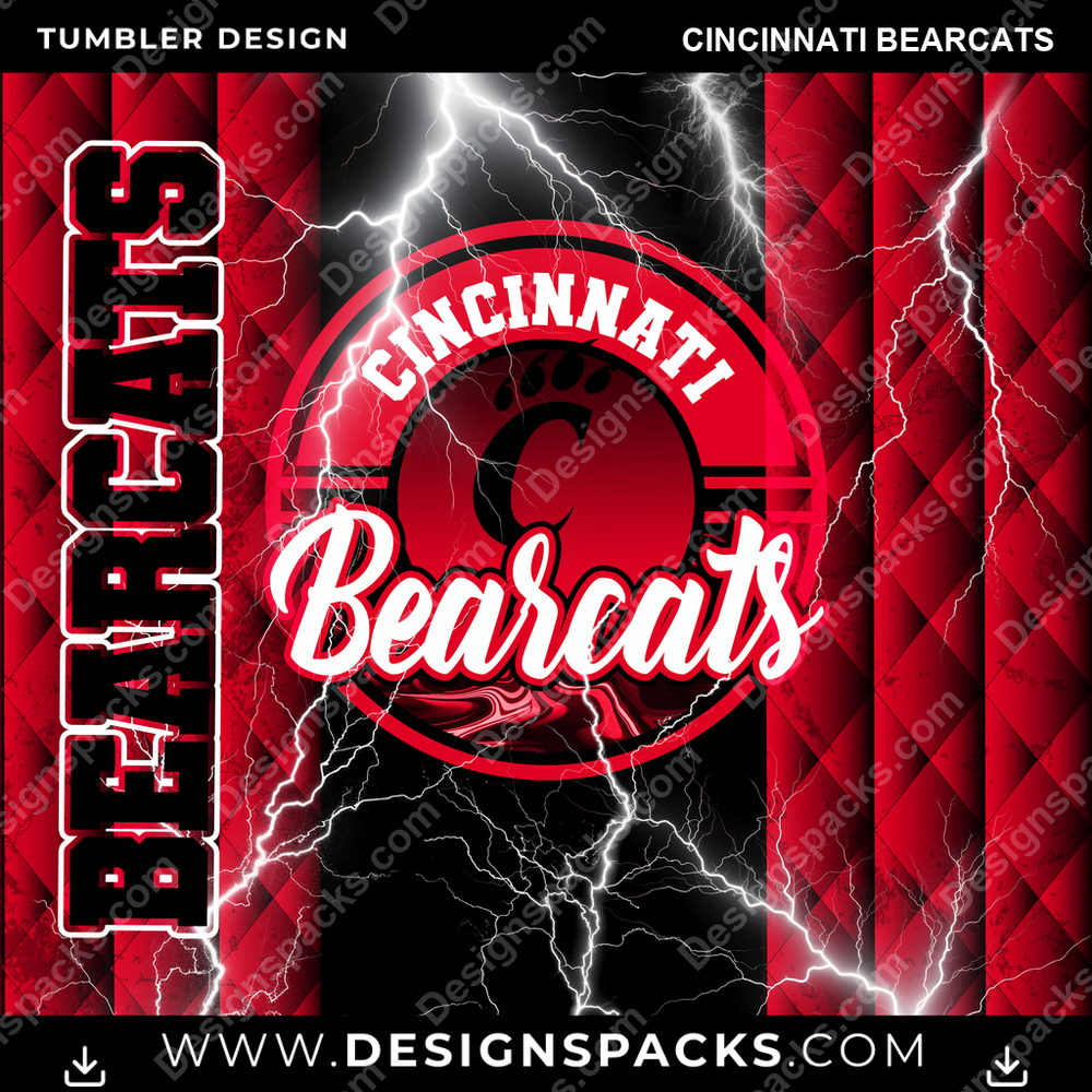 College Sport Diamond Cincinnati Bearcats Tumbler Digital Wrap Design