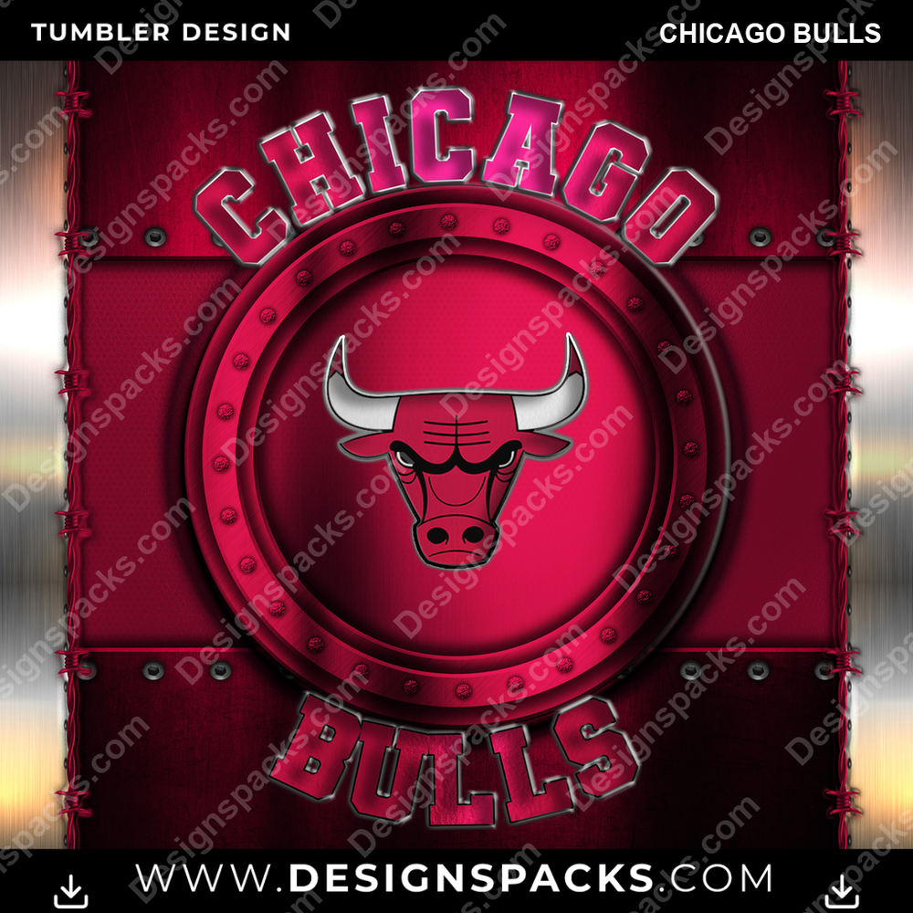 Basketball Metal Chicago Bulls Tumbler Digital Wrap Design
