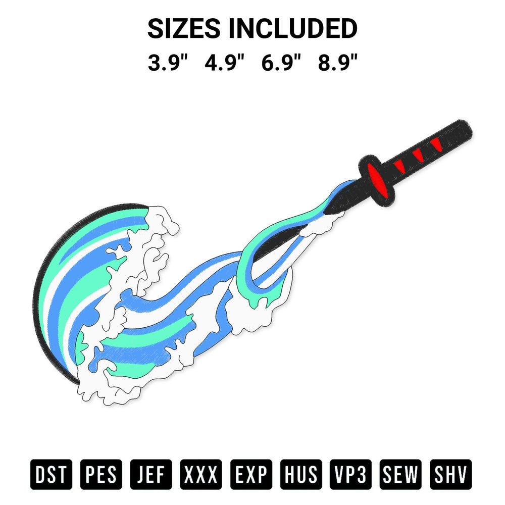 Download the Nike Tanjiro Water Breathing Sword Embroidery Design machine embroidery design exclusively at Designspacks.com. Premium digitized pattern for apparel and DIY crafts. Available sizes: 3.9", 4.9", 6.9", 8.9".