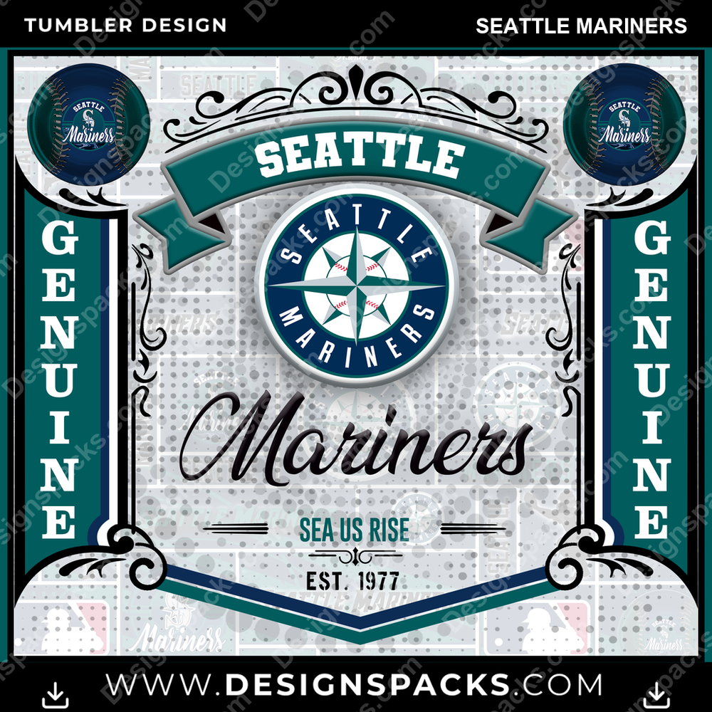 Baseball Bud Seattle Mariners Tumbler Digital Wrap Design