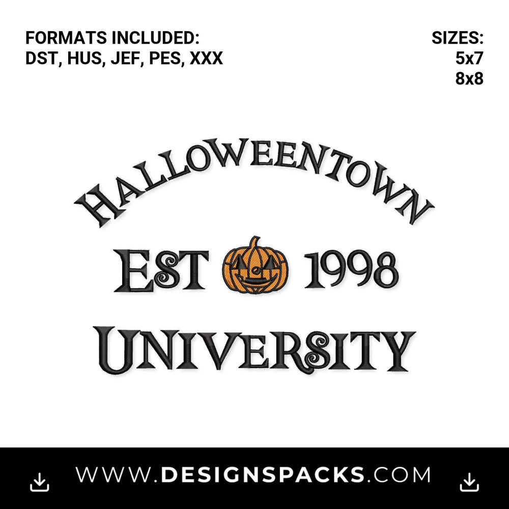 Halloweentown University Est 1998 Embroidery Design - Instant digital download pattern at Designspacks.com