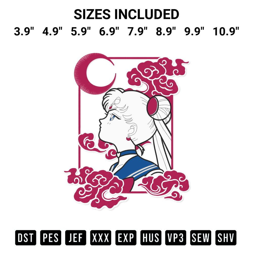 Looking for the perfect pattern? Download the Anime Sailor Moon Embroidery Design embroidery design today at Designspacks.com. Crisp, clean stitching guaranteed. Available sizes: 3.9", 4.9", 5.9", 6.9", 7.9", 8.9", 9.9", 10.9".