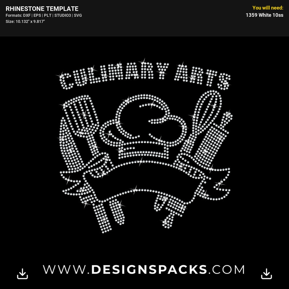 Culinary Arts Rhinestone Digital Template