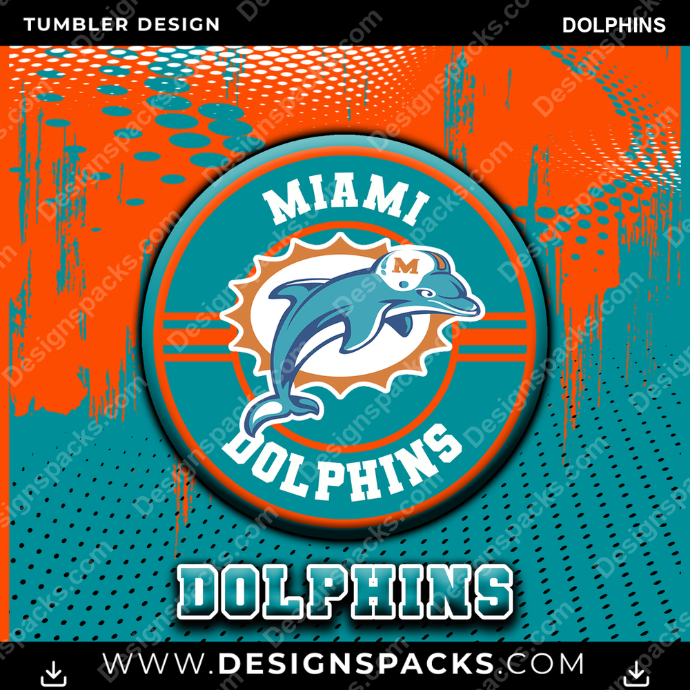 Football Dot Logo Dolphins Tumbler Digital Wrap Design