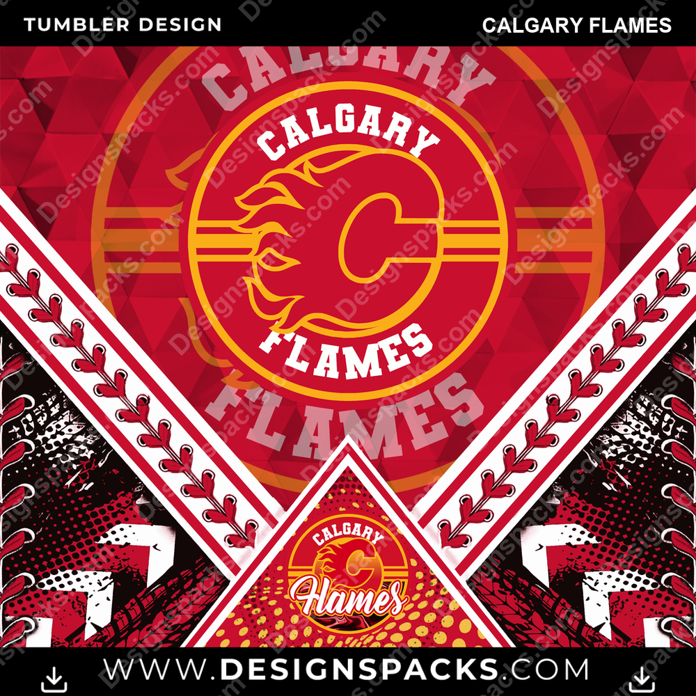 Hockey Diamond Calgary Flames Tumbler Digital Wrap Design