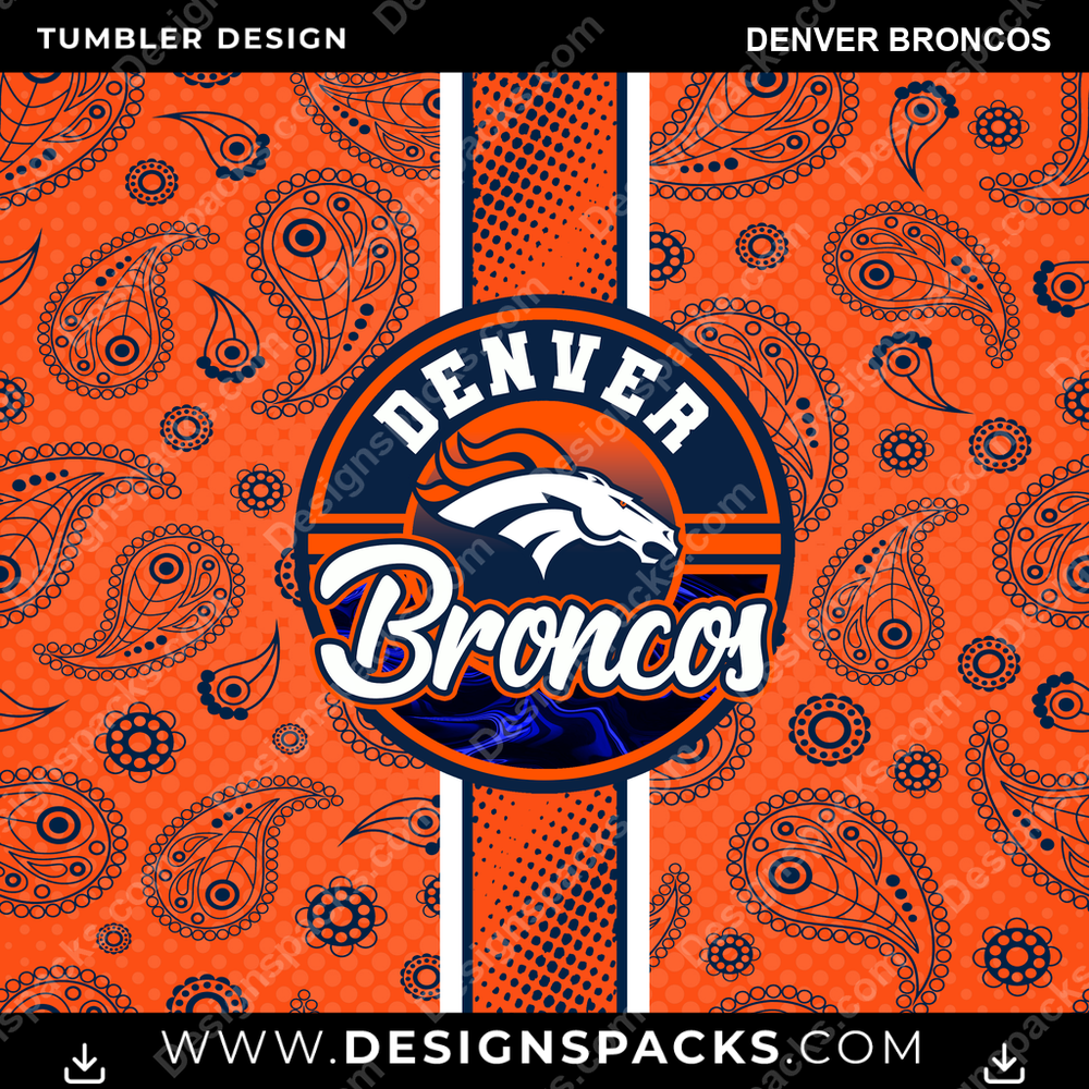 Football Handkerchief Denver Broncos NFL Football Tumbler Digital Wrap Design Download
