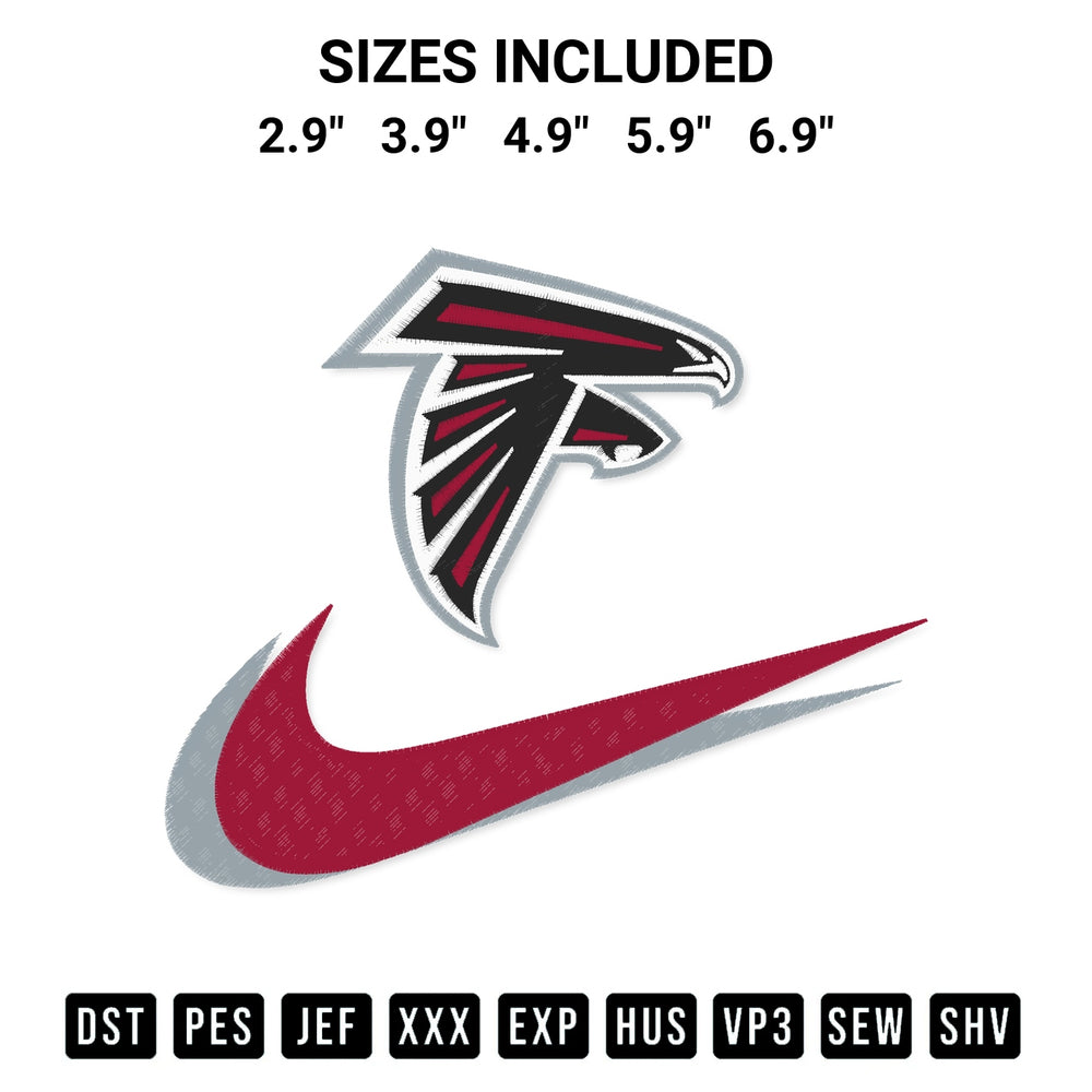 Transform your fabrics with the Atlanta Falcons Swoosh Embroidery Design embroidery design. Instant access to premium digitized patterns at Designspacks.com. Available sizes: 2.9", 3.9", 4.9", 5.9", 6.9".