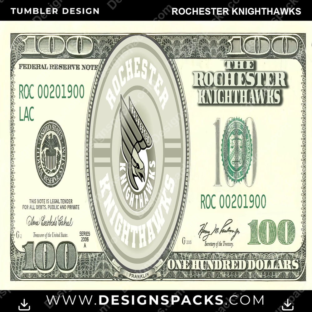 Lacrosse 100 Dollar Bill Rochester Knighthawks PLL Lacrosse Tumbler Digital Wrap Design Download