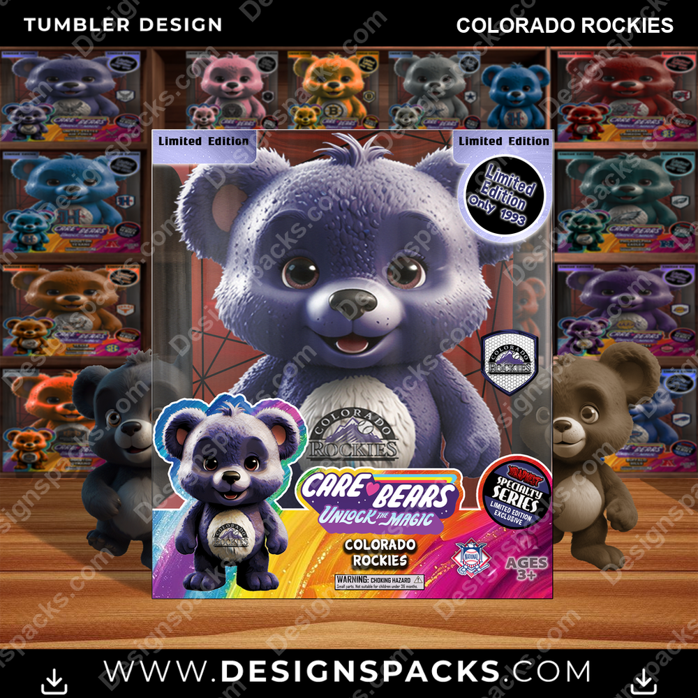 Baseball Care Bear Box Colorado Rockies Tumbler Digital Wrap Design