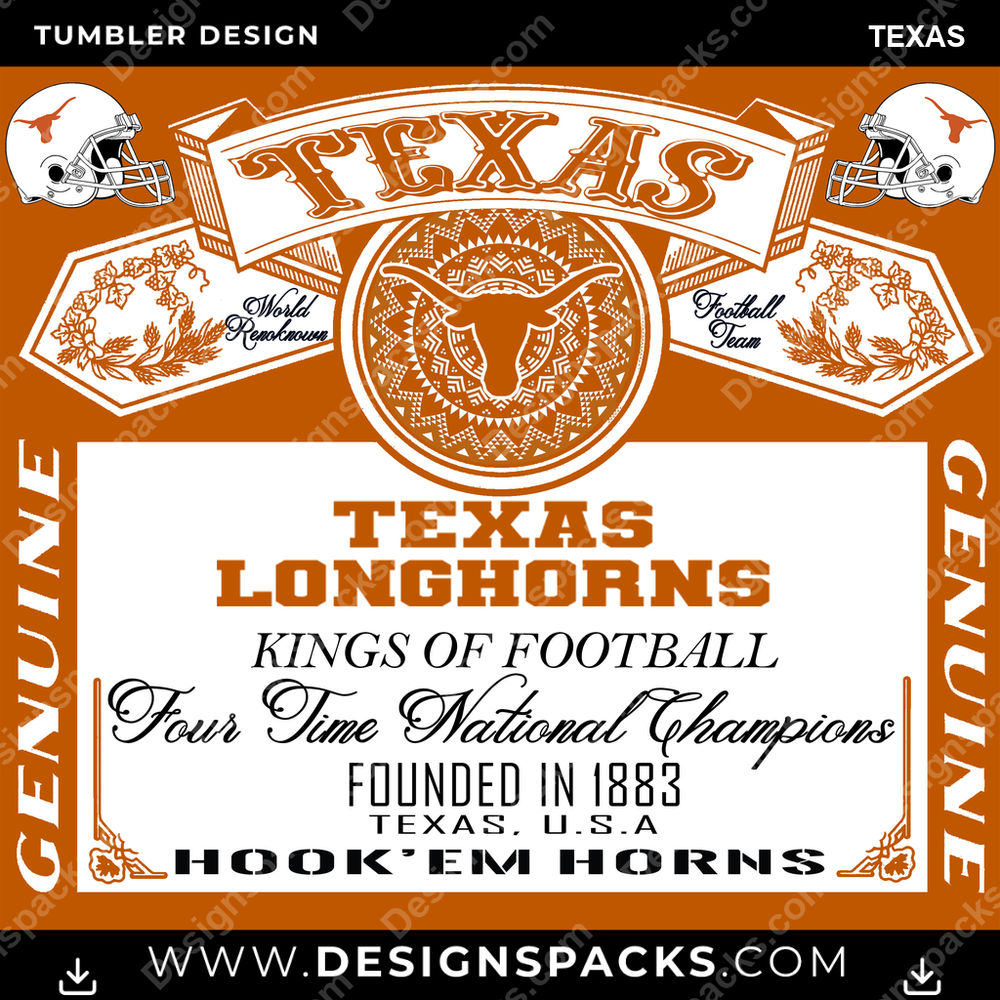 College Sport Bud Texas Tumbler Digital Wrap Design