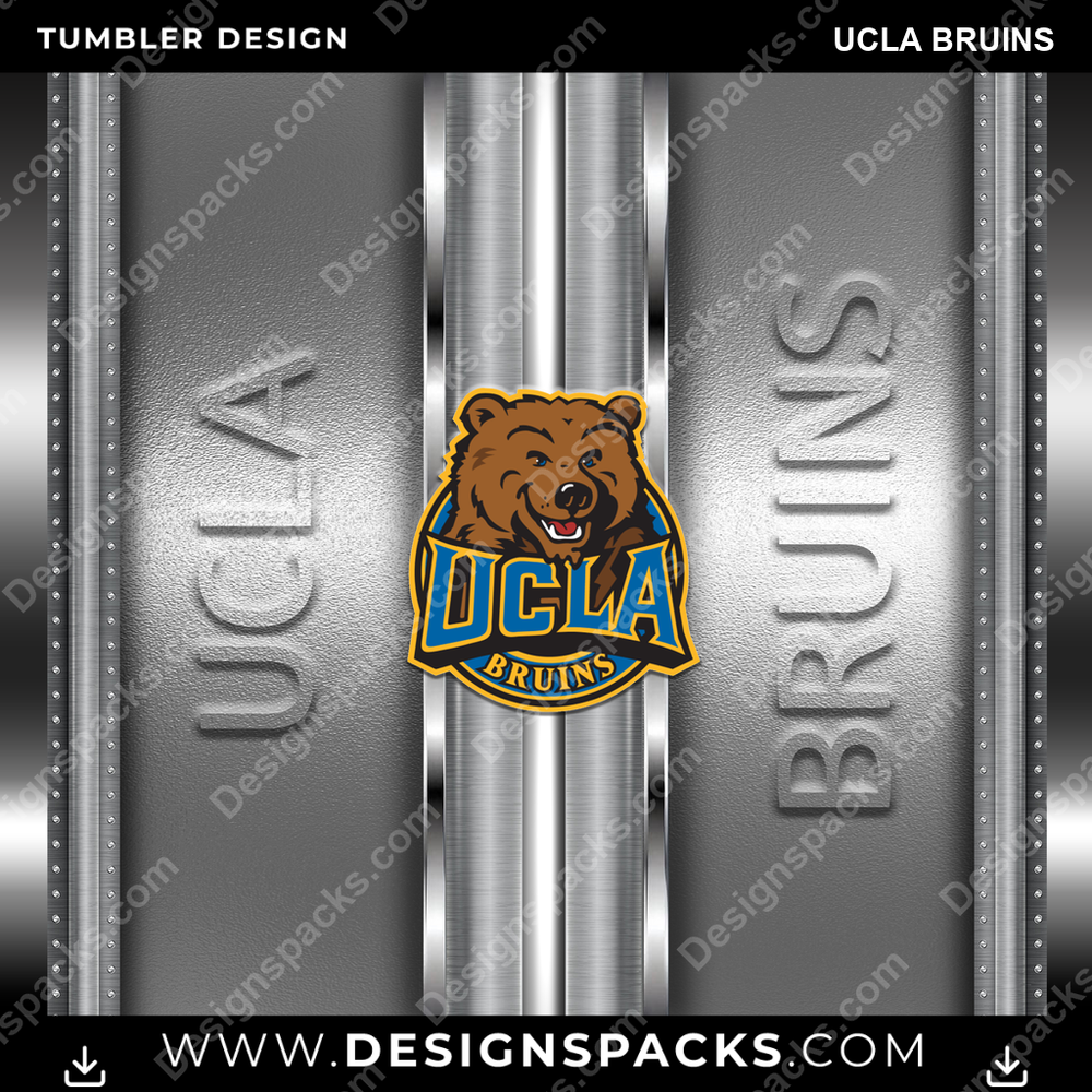 College Sport Metallic UCLA Bruins Tumbler Digital Wrap Design