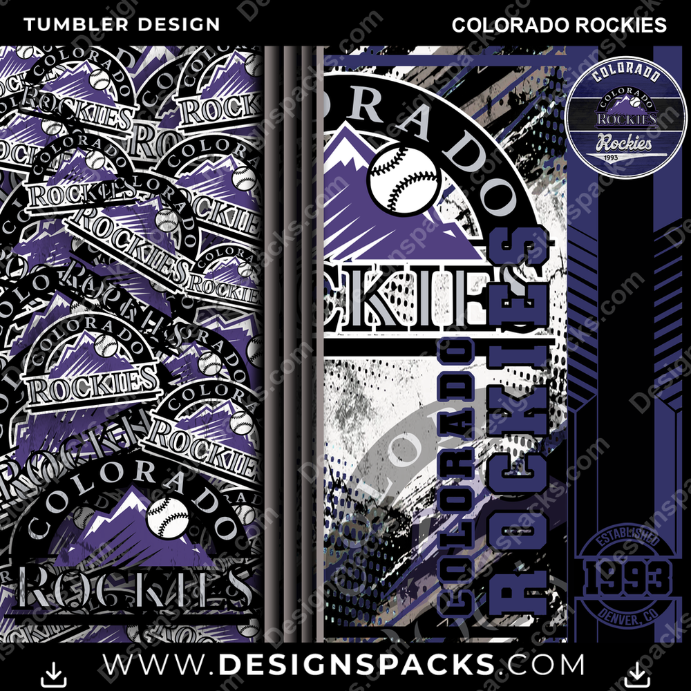 Baseball Sports Colorado Rockies MLB Baseball Tumbler Digital Wrap Design Download