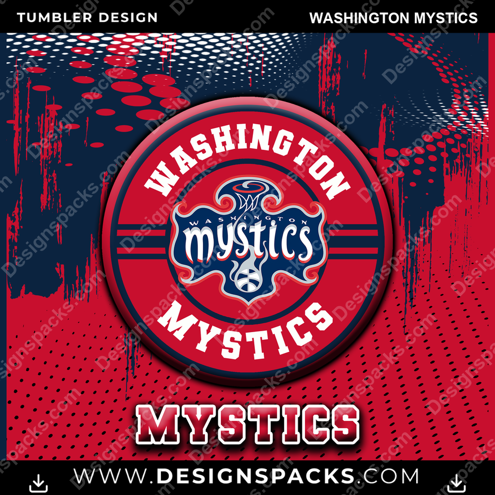 Basketball Dot Logo Washington Mystics Tumbler Digital Wrap Design
