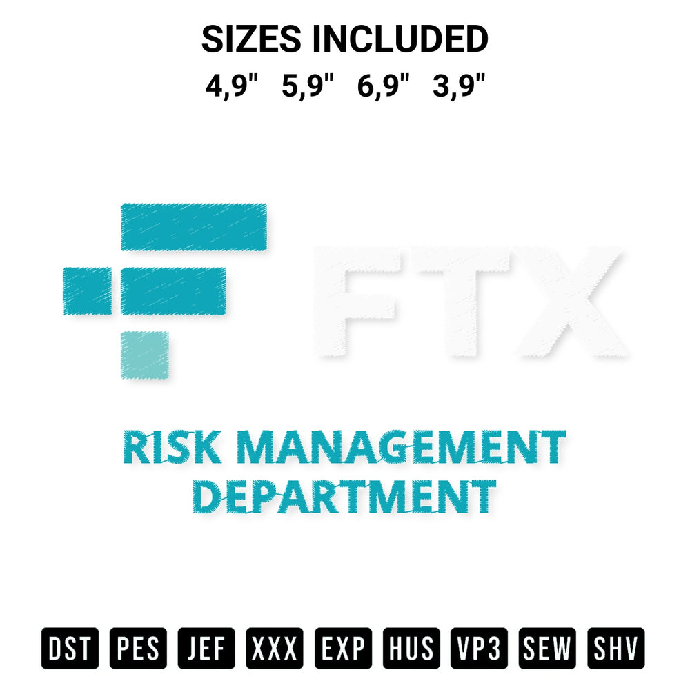 Download the Ftx Risk Management Department Ftx 2022 Logo Embroidery Design machine embroidery design exclusively at Designspacks.com. Premium digitized pattern for apparel and DIY crafts. Available sizes: 4,9", 5,9", 6,9", 3,9".