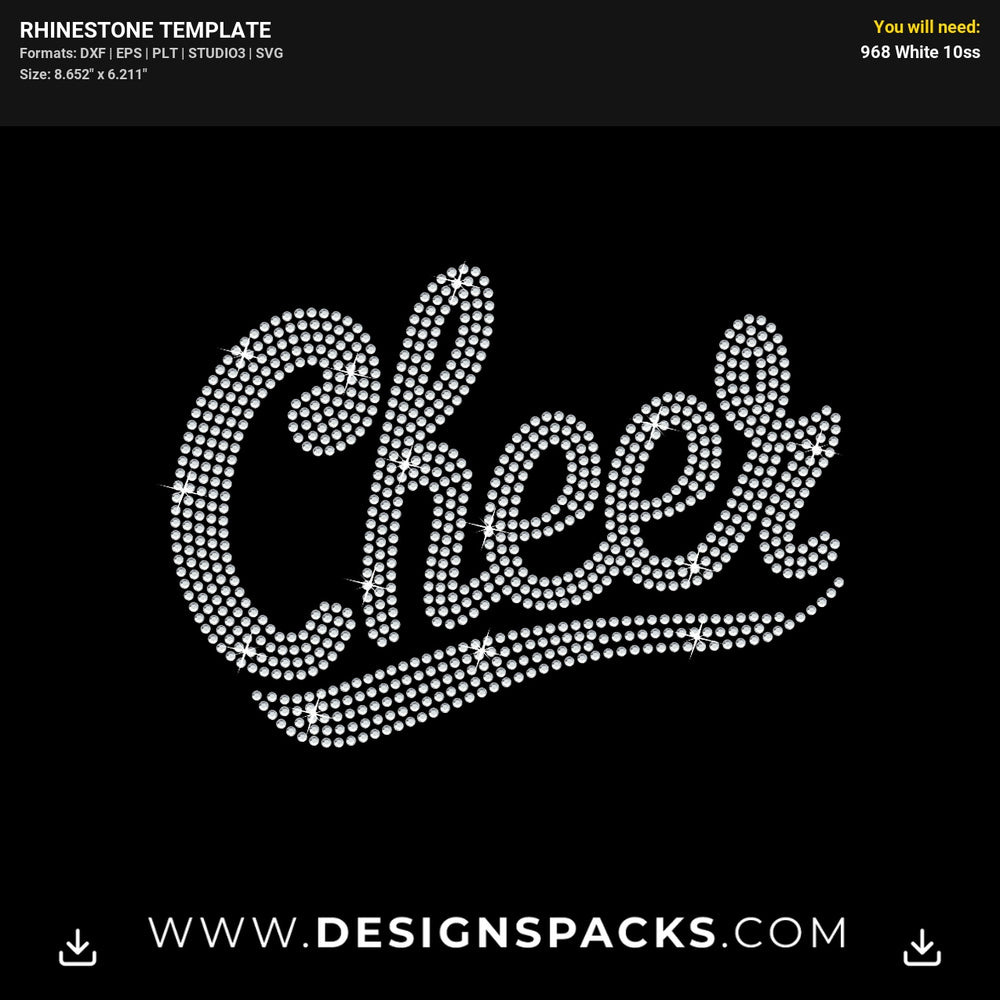 Cheer Fancy Script Letters Rhinestone Digital Template