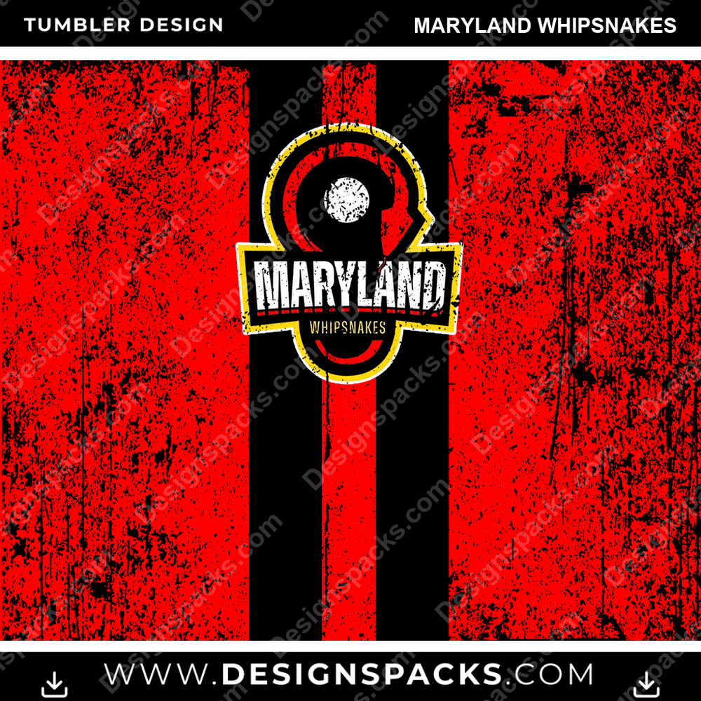 Lacrosse Grunge Style Maryland Whipsnakes PLL Lacrosse Tumbler Digital Wrap Design Download