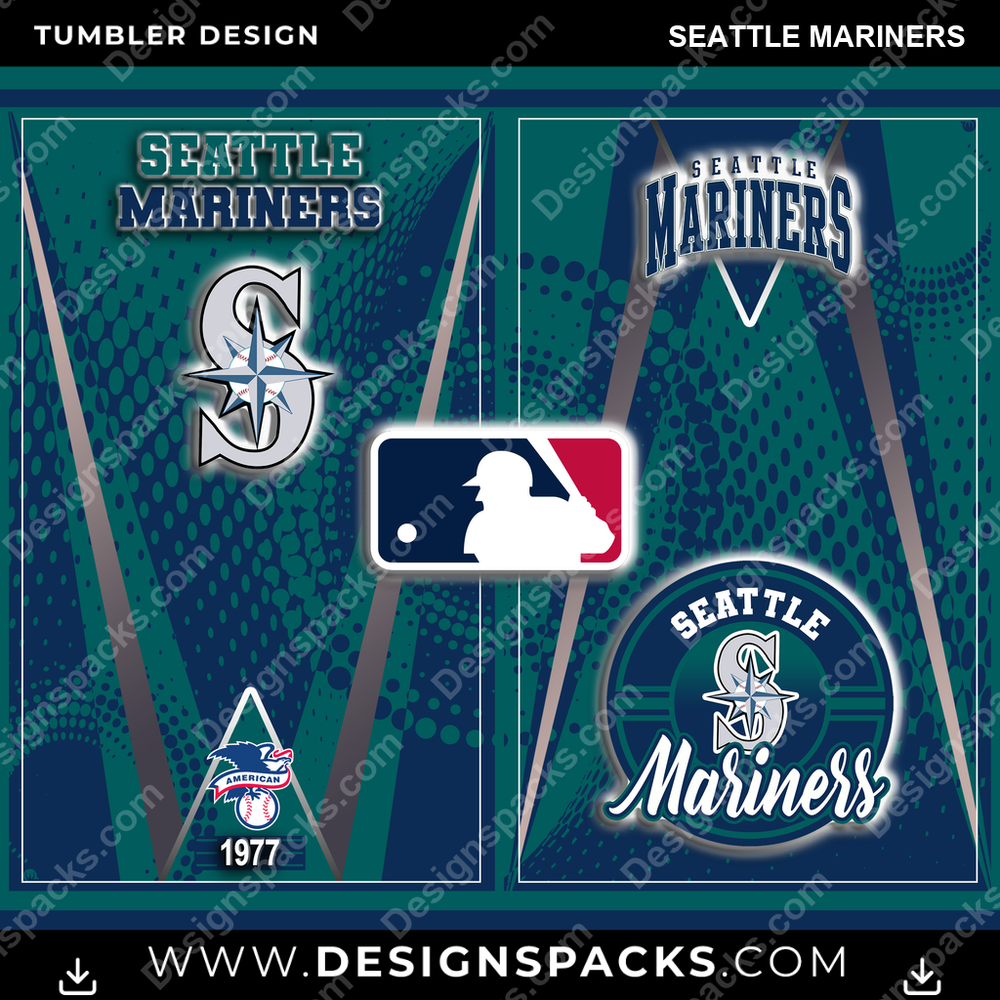 Baseball Team Logo Seattle Mariners Tumbler Digital Wrap Design
