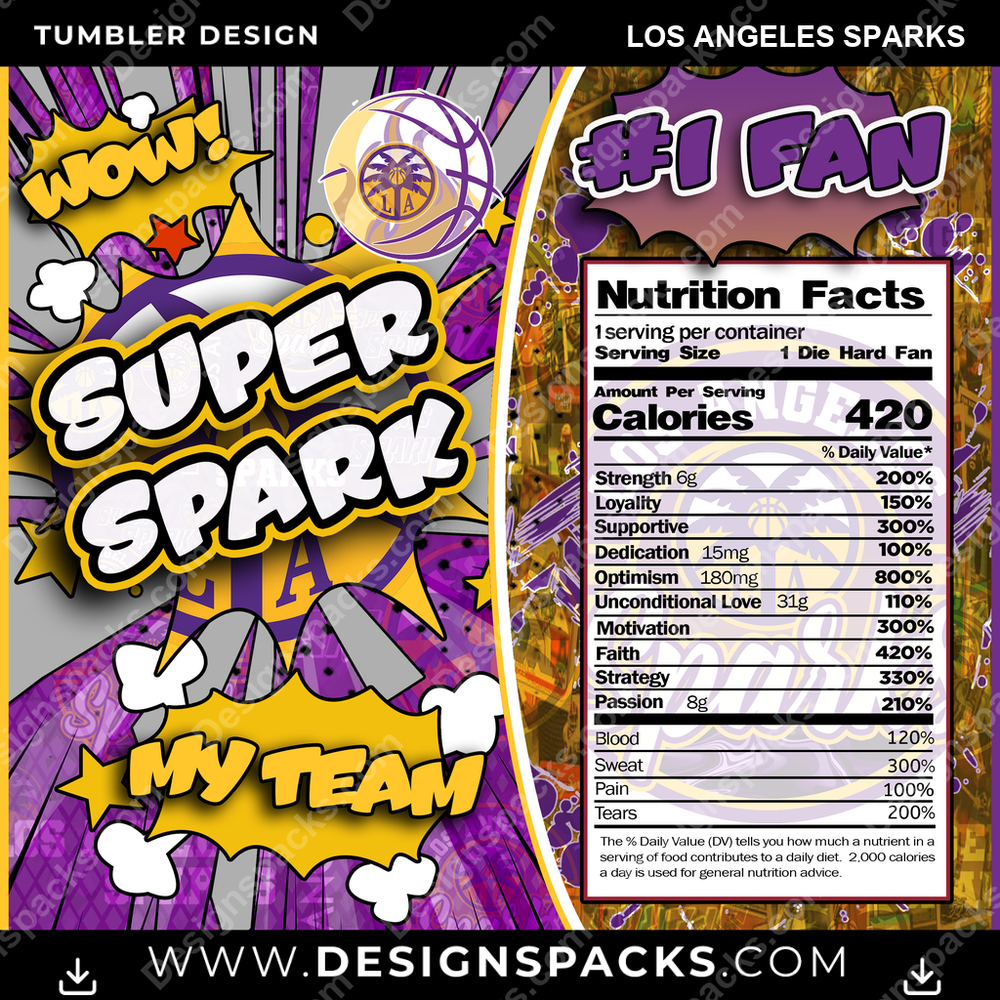 Basketball Super Team Los Angeles Sparks NBA Basketball Tumbler Digital Wrap Design Download