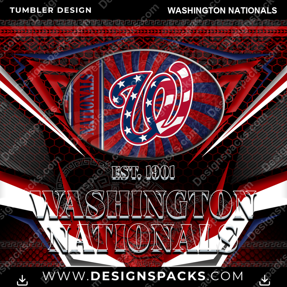 Baseball Tribal Washington Nationals Tumbler Digital Wrap Design