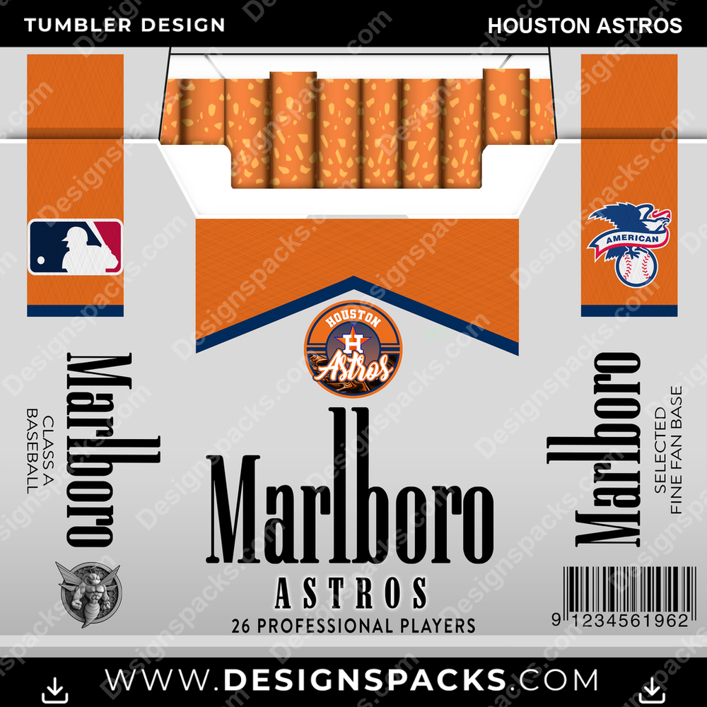 Baseball Marlboro Houston Astros Tumbler Digital Wrap Design