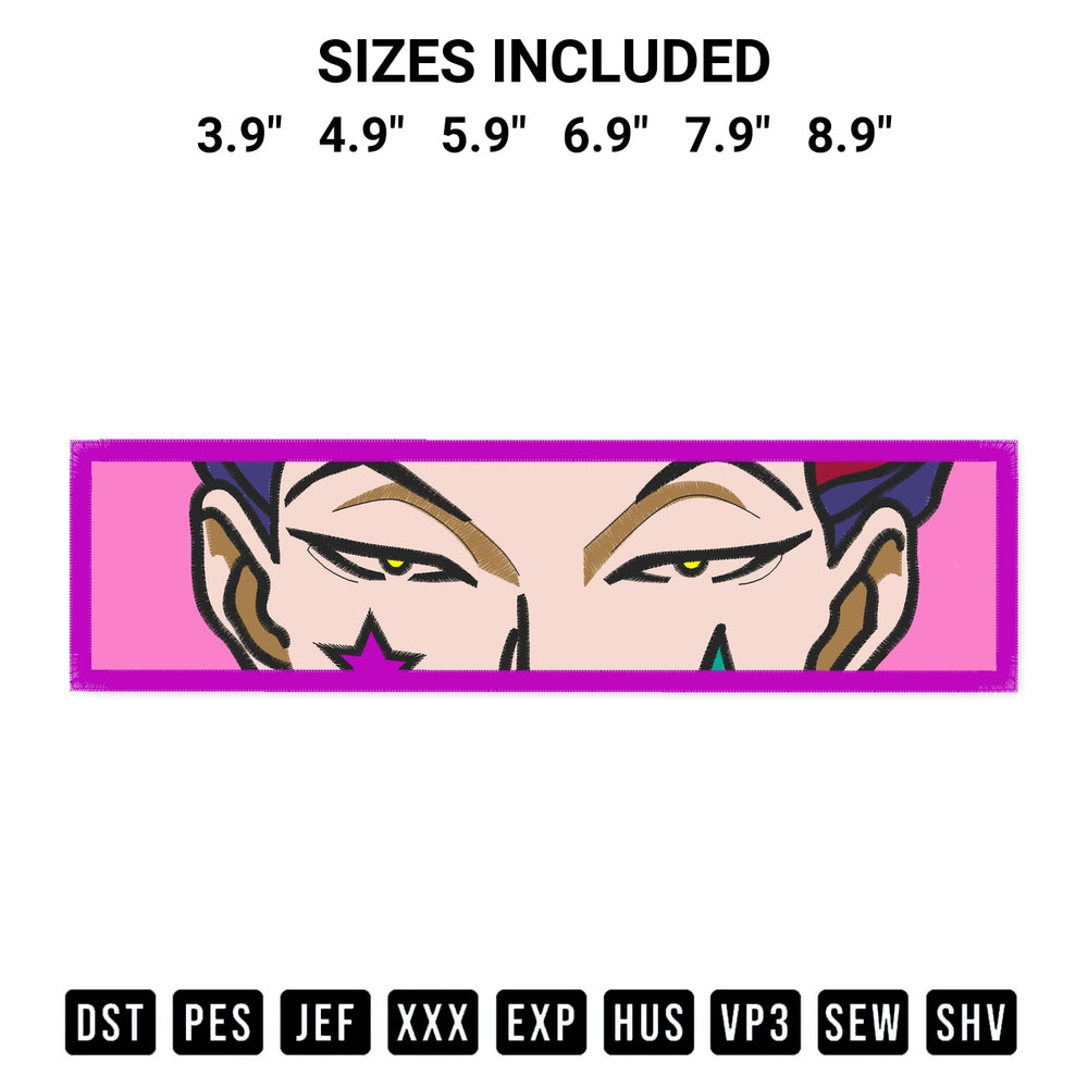 Shop the Anime Hisoka Eyes Embroidery Design machine embroidery pattern at Designspacks.com. Beautifully digitized for flawless stitching on any fabric. Available sizes: 3.9", 4.9", 5.9", 6.9", 7.9", 8.9".