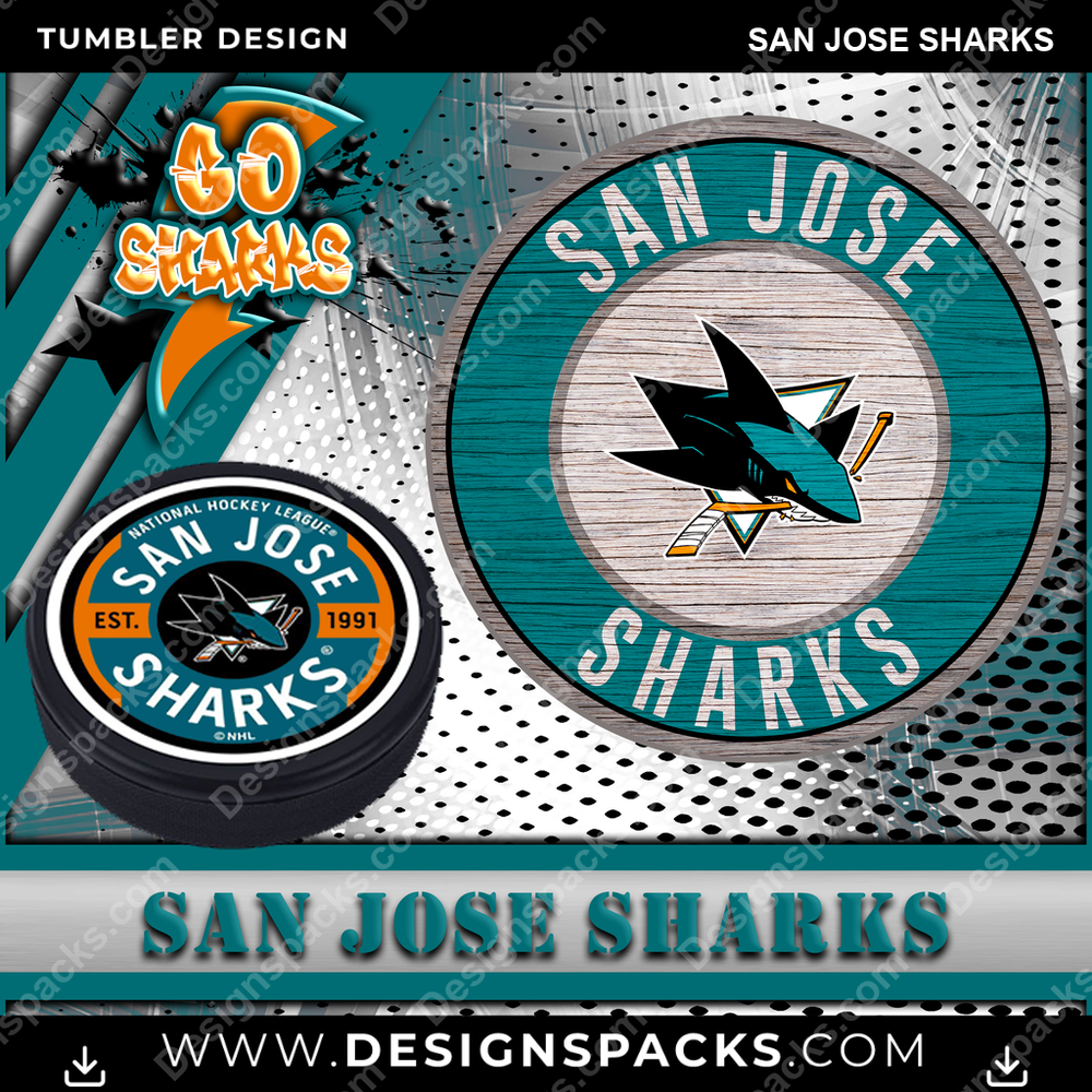 Hockey Go Team San Jose Sharks NHL Hockey Tumbler Digital Wrap Design Download
