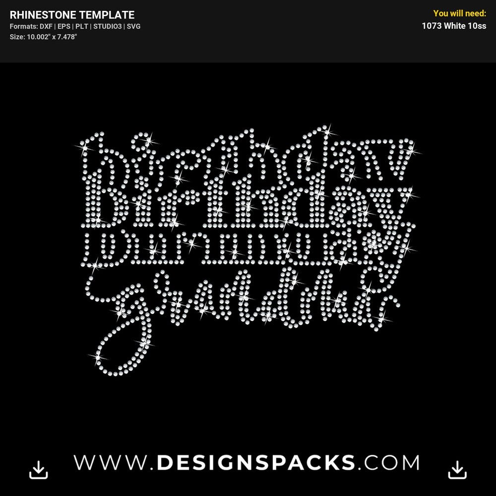 Stacked Birthday Grandma Rhinestone Digital Template