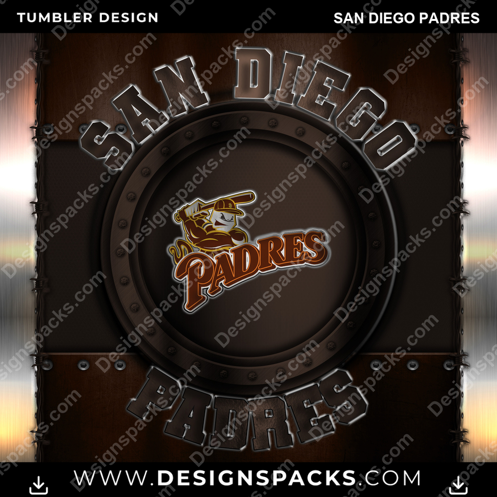 Baseball Metal San Diego Padres Tumbler Digital Wrap Design