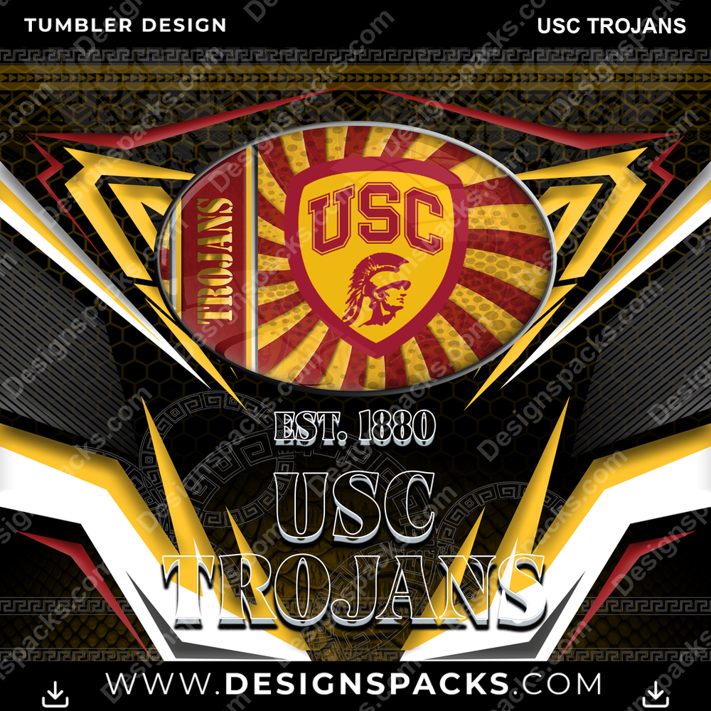 College Sport Tribal USC Trojans NCAA College Sport Tumbler Digital Wrap Design Download