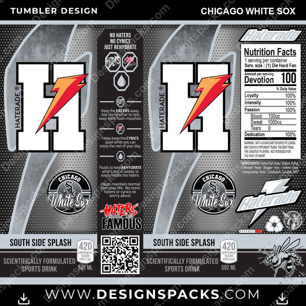 Baseball Haterade Chicago White Sox Tumbler Digital Wrap Design