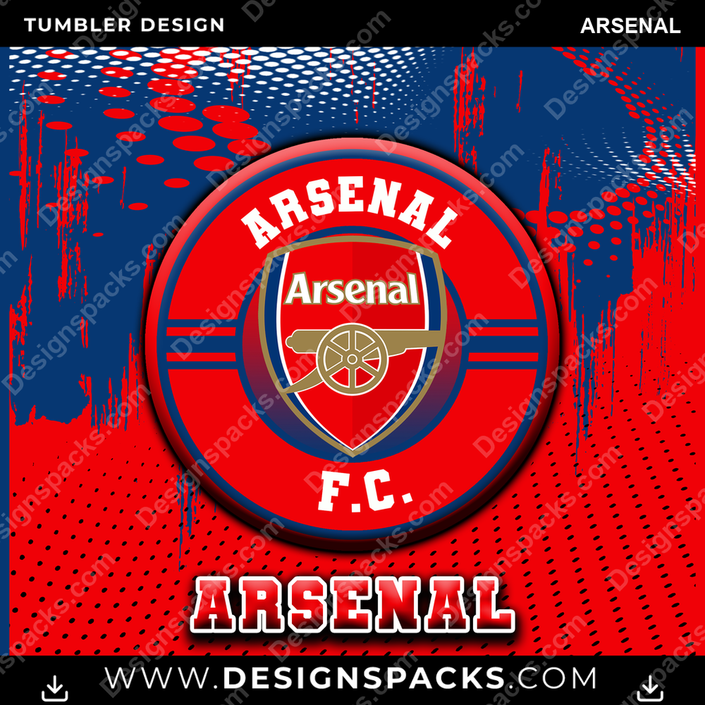 Soccer UK Dot Logo Arsenal Tumbler Digital Wrap Design
