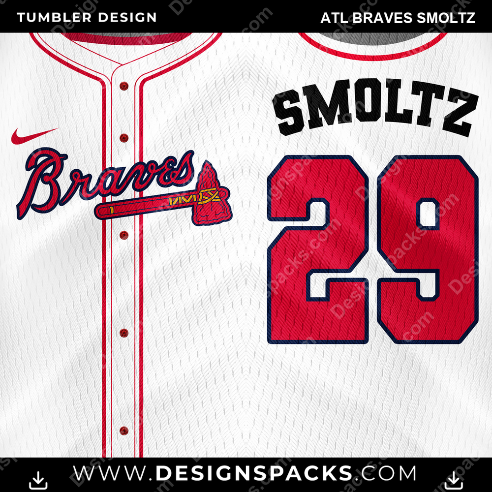 Baseball Jersey ATL Braves Smoltz Tumbler Digital Wrap Design