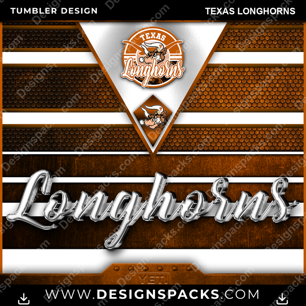 College Sport YETI Texas Longhorns NCAA College Sport Tumbler Digital Wrap Design Download