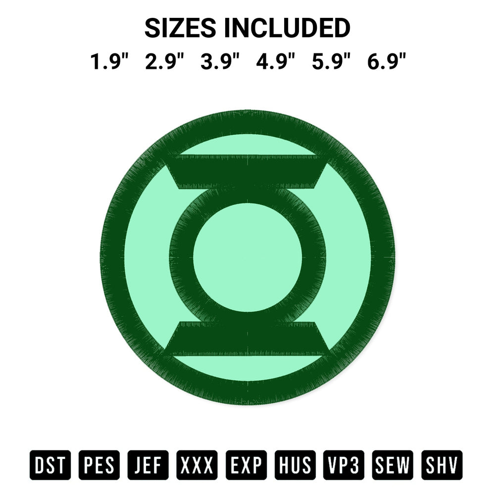 Create amazing crafts with the Green Lantern Logo Embroidery Design embroidery file. High-quality digital download from Designspacks.com, perfect for beginners and pros. Available sizes: 1.9", 2.9", 3.9", 4.9", 5.9", 6.9".