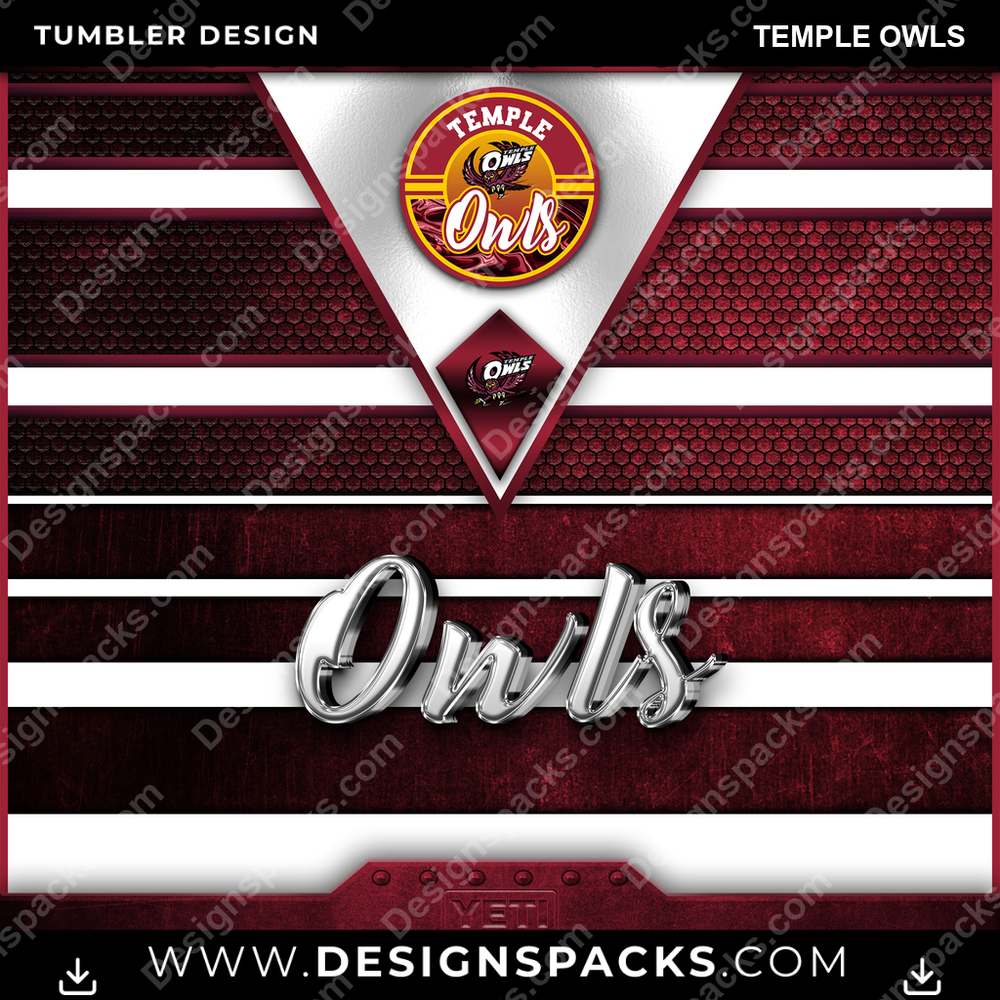 College Sport YETI Temple Owls NCAA College Sport Tumbler Digital Wrap Design Download